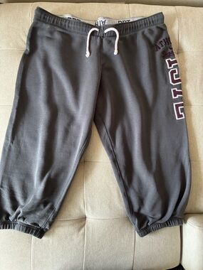 Nike Charcoal Gray Drawstring Crop Sweatpants with Side Logo